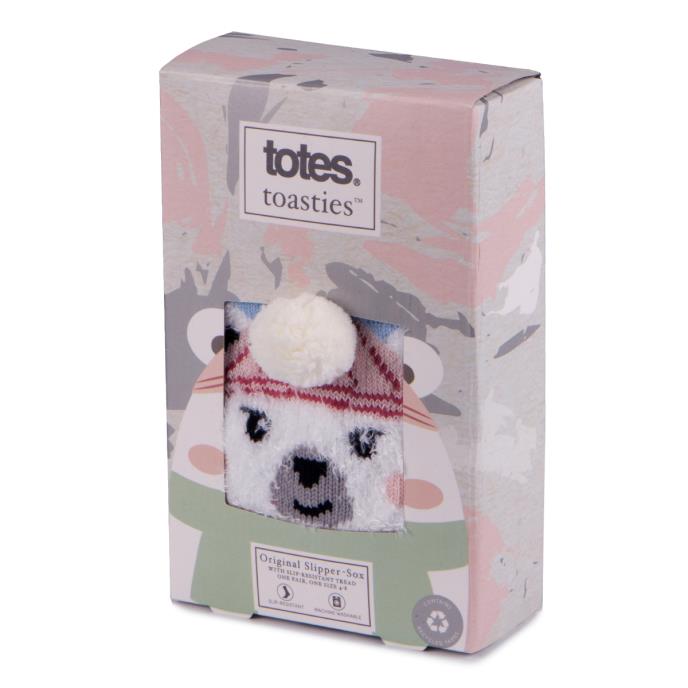 totes toasties® Ladies Single Original Slipper Socks Polar Bear Extra Image 1